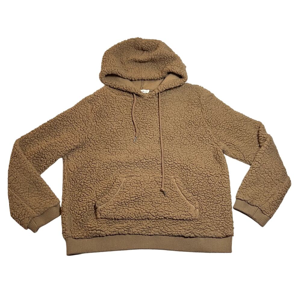 Love Tree Sherpa Hoodie Size Medium Casual Loungewear Neutral Minimalist